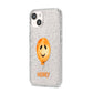 Orange Halloween Balloon Face iPhone 14 Glitter Tough Case Starlight Angled Image