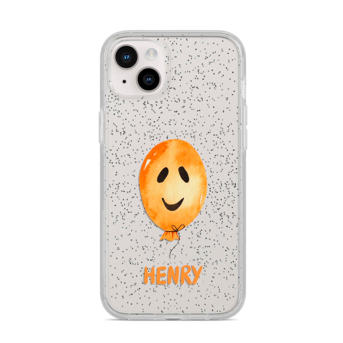 Orange Halloween Balloon Face iPhone 14 Plus Glitter Tough Case Starlight