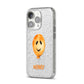 Orange Halloween Balloon Face iPhone 14 Pro Glitter Tough Case Silver Angled Image