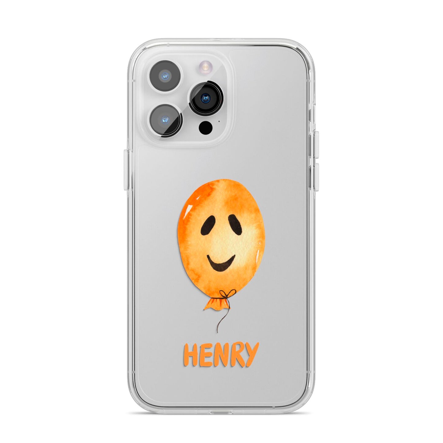 Orange Halloween Balloon Face iPhone 14 Pro Max Clear Tough Case Silver