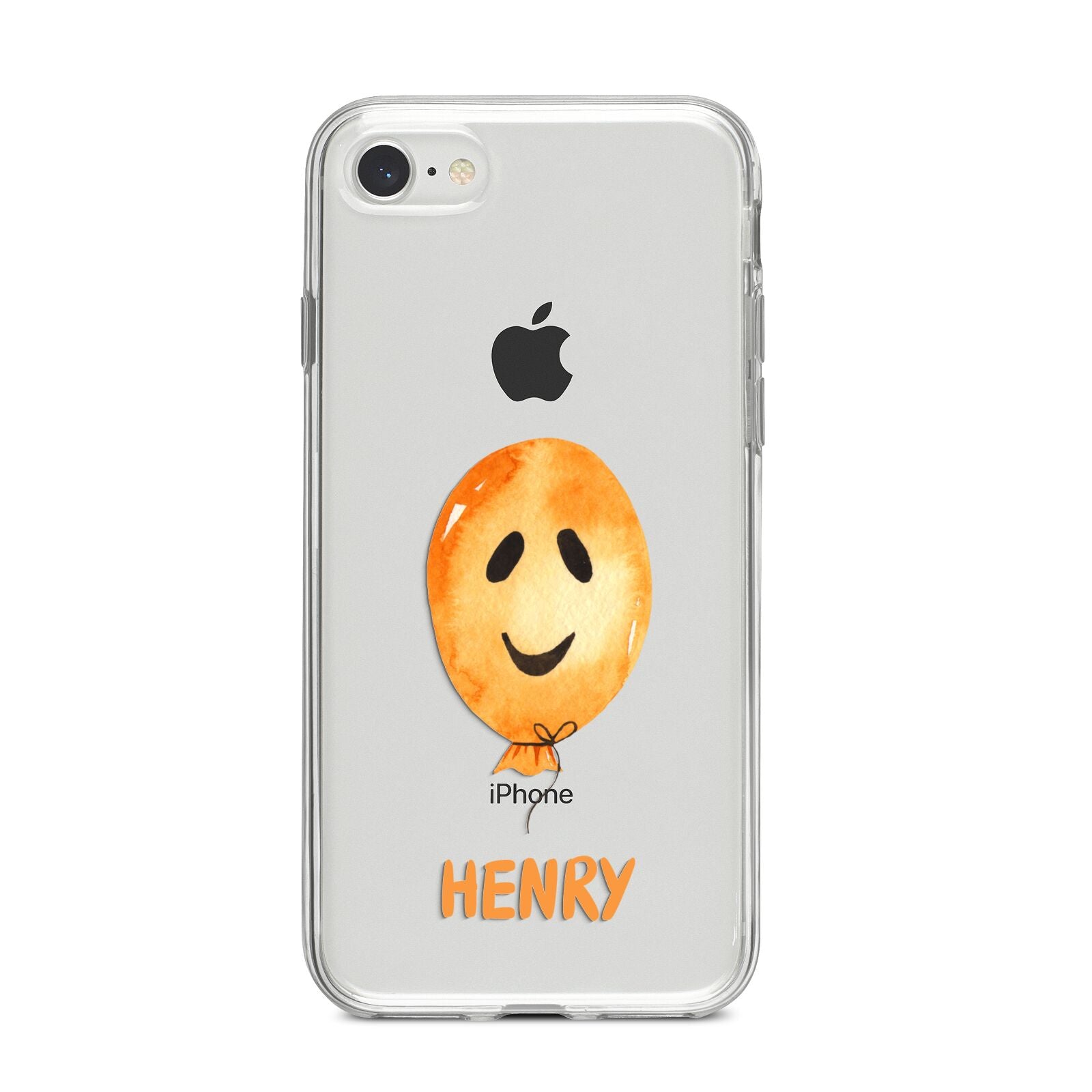 Orange Halloween Balloon Face iPhone 8 Bumper Case on Silver iPhone