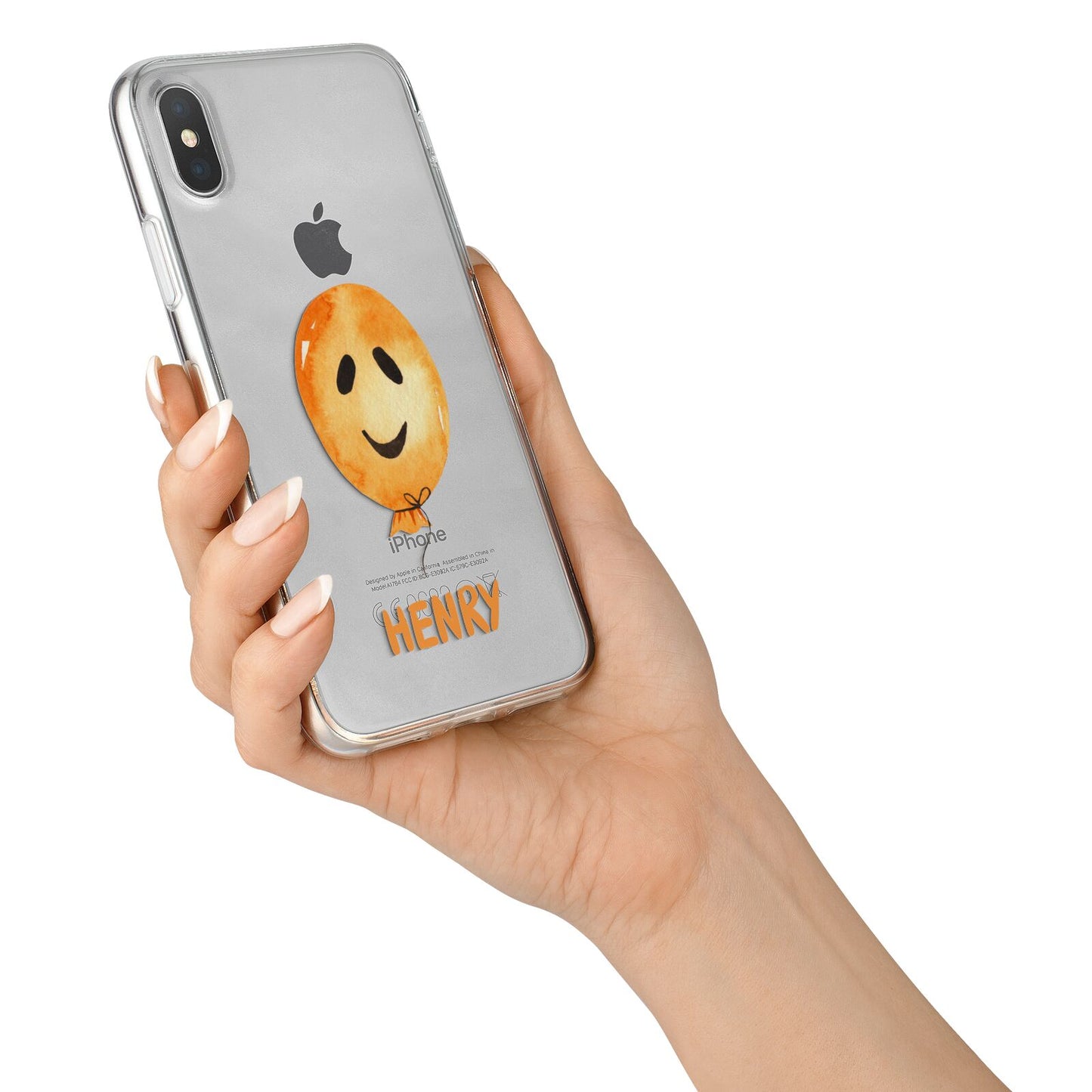 Orange Halloween Balloon Face iPhone X Bumper Case on Silver iPhone Alternative Image 2