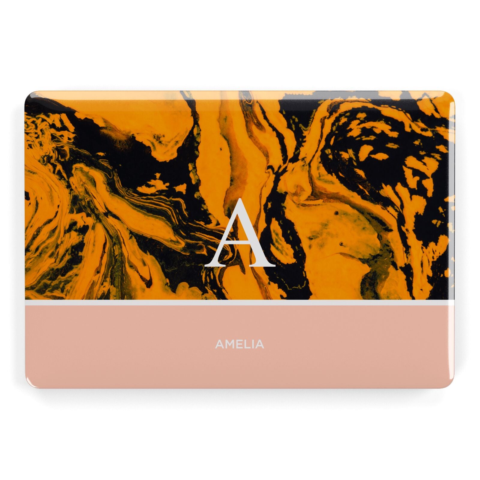 Orange Marble Personalised Apple MacBook Case