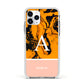 Orange Marble Personalised Apple iPhone 11 Pro in Silver with White Impact Case