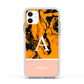 Orange Marble Personalised Apple iPhone 11 in White with White Impact Case