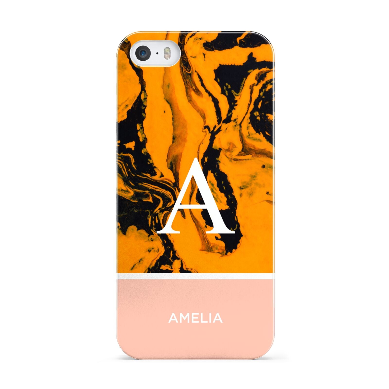 Orange Marble Personalised Apple iPhone 5 Case