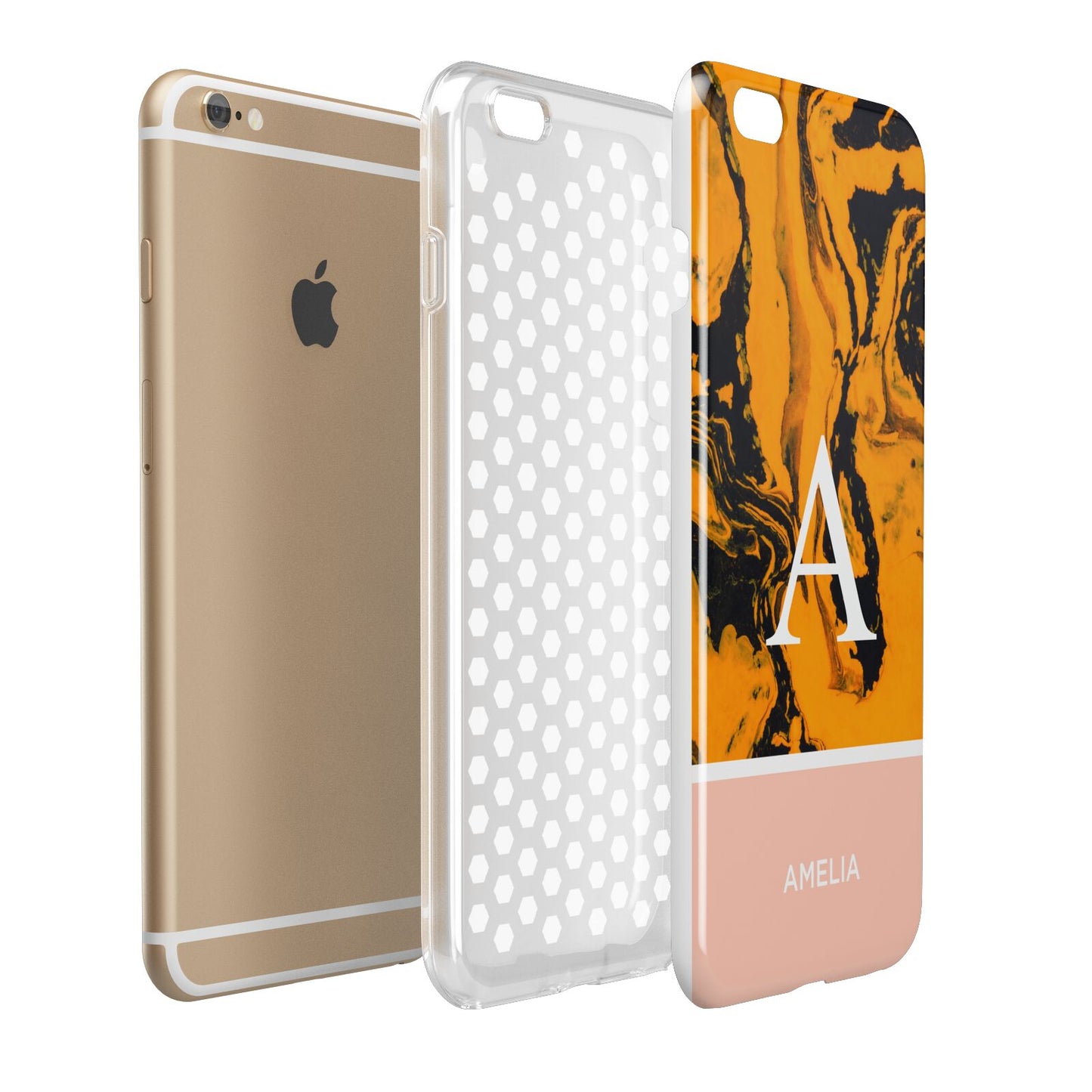 Orange Marble Personalised Apple iPhone 6 Plus 3D Tough Case Expand Detail Image