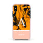 Orange Marble Personalised Apple iPhone Xs Impact Case Pink Edge on Black Phone