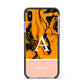 Orange Marble Personalised Apple iPhone Xs Max Impact Case Black Edge on Gold Phone