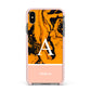 Orange Marble Personalised Apple iPhone Xs Max Impact Case Pink Edge on Black Phone
