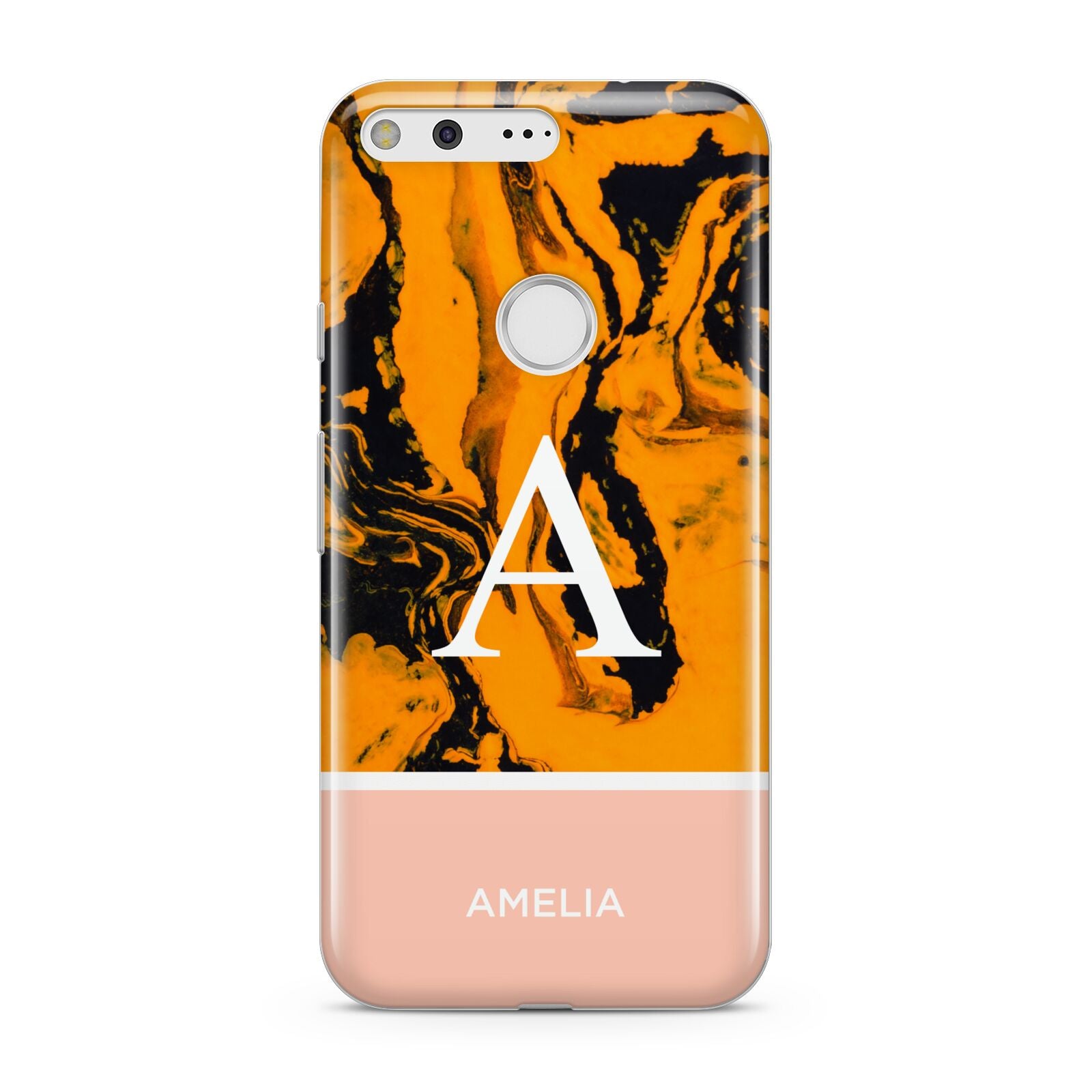 Orange Marble Personalised Google Pixel Case