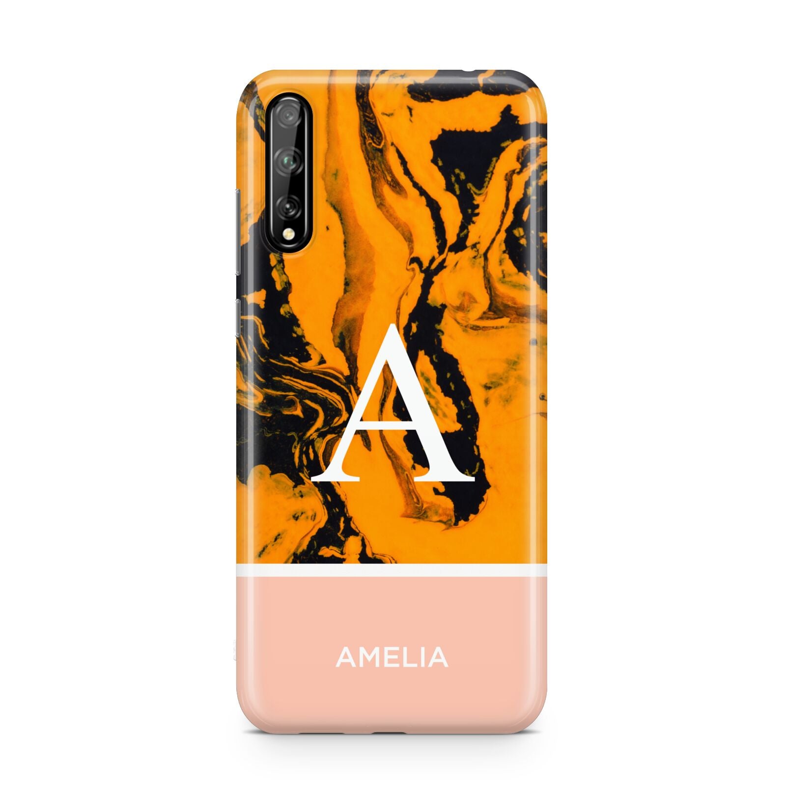 Orange Marble Personalised Huawei Enjoy 10s Phone Case