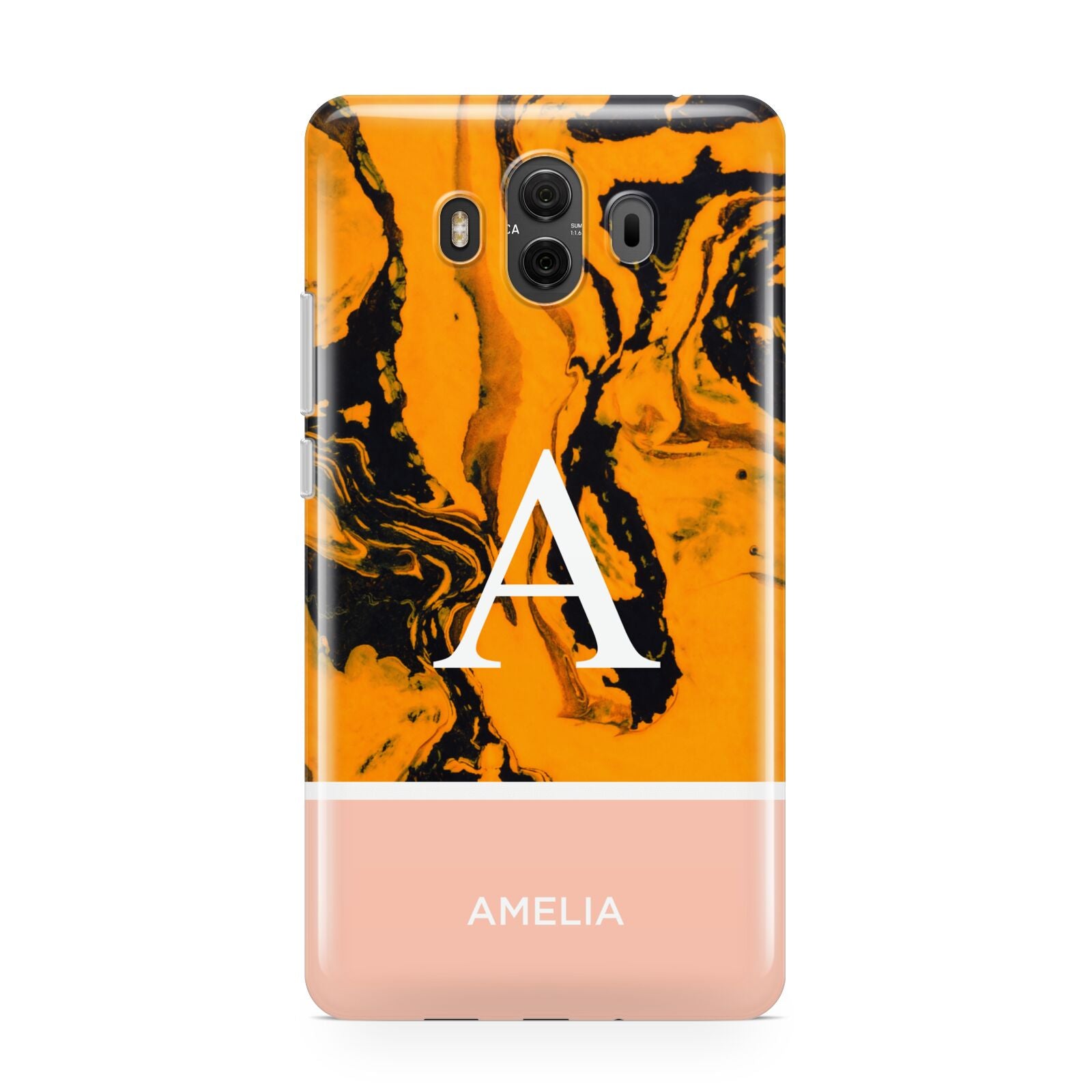 Orange Marble Personalised Huawei Mate 10 Protective Phone Case