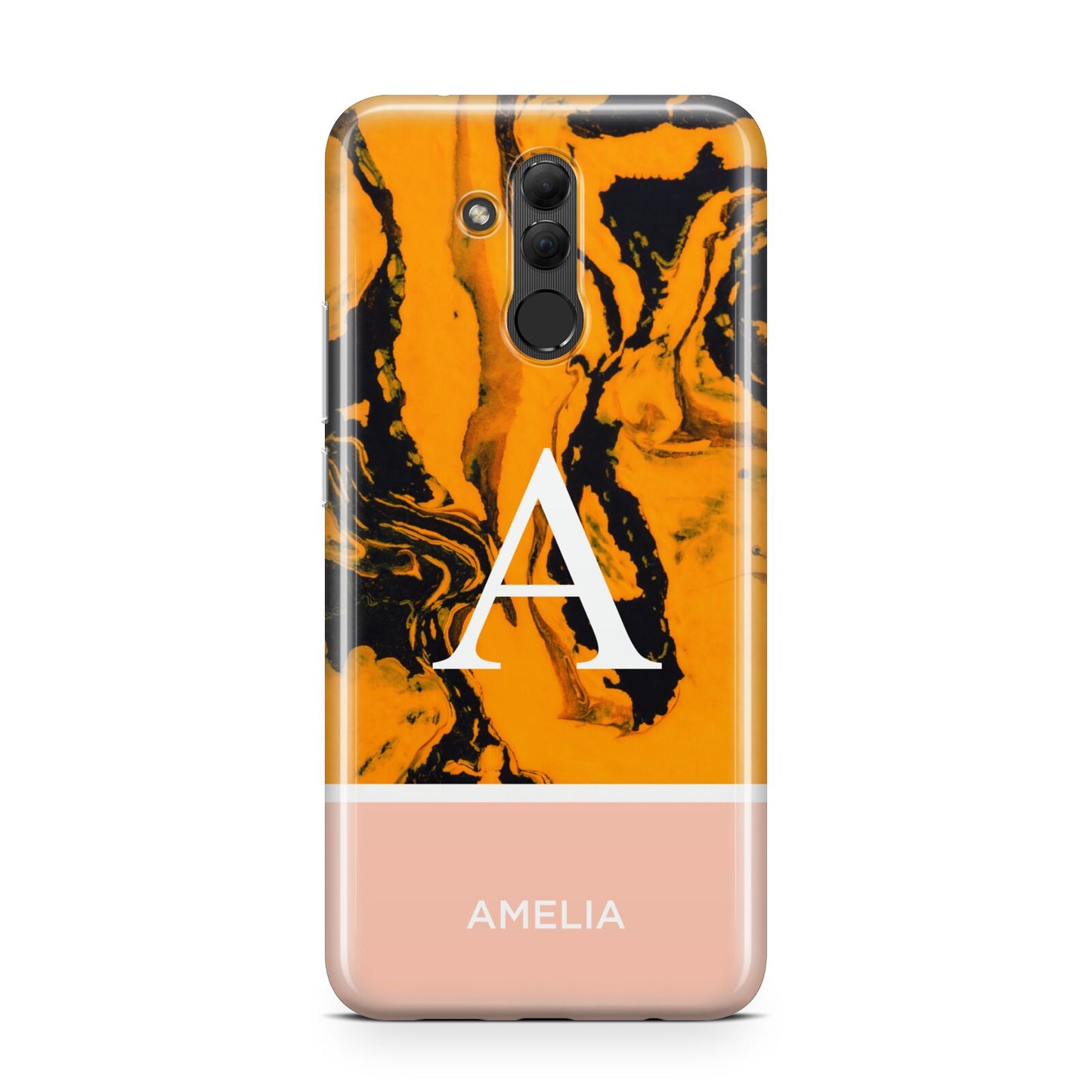 Orange Marble Personalised Huawei Mate 20 Lite