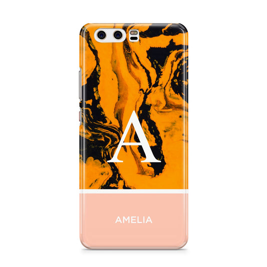 Orange Marble Personalised Huawei P10 Phone Case