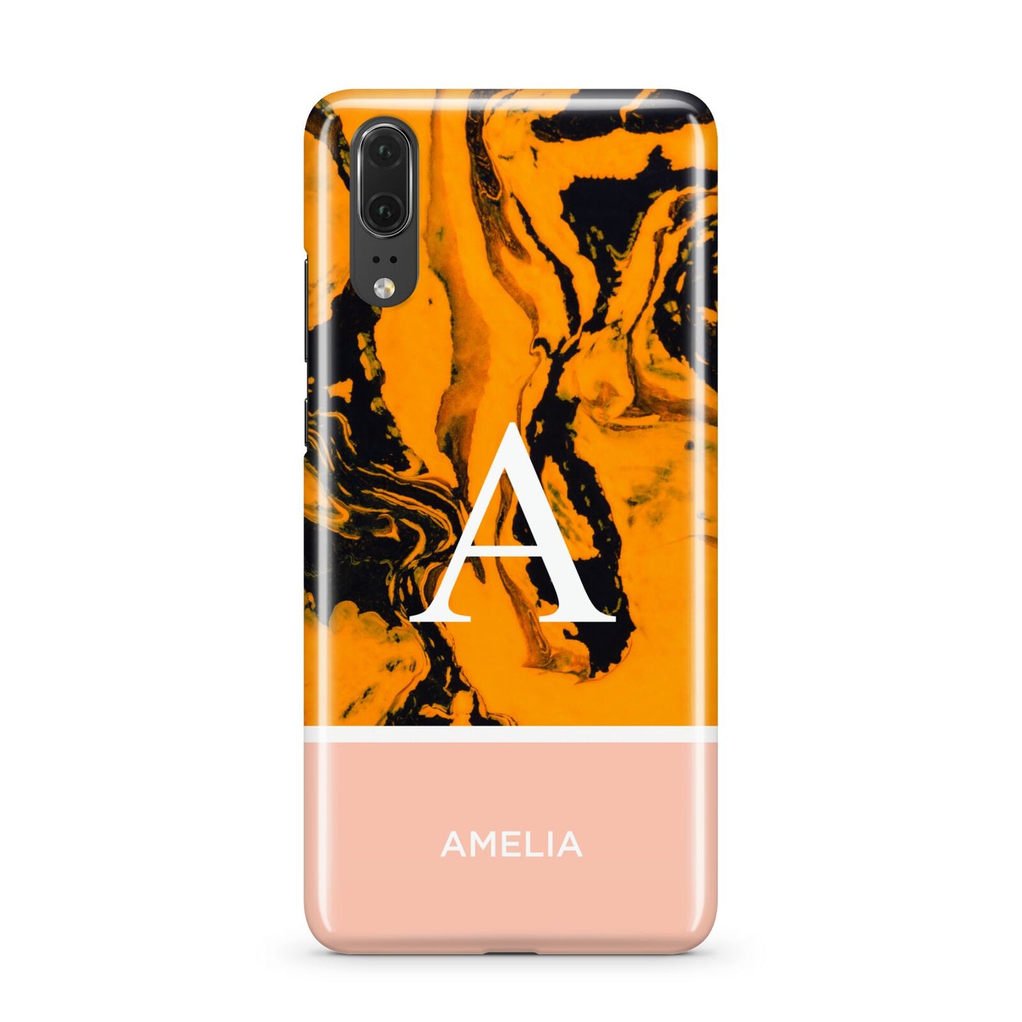 Orange Marble Personalised Huawei P20 Phone Case