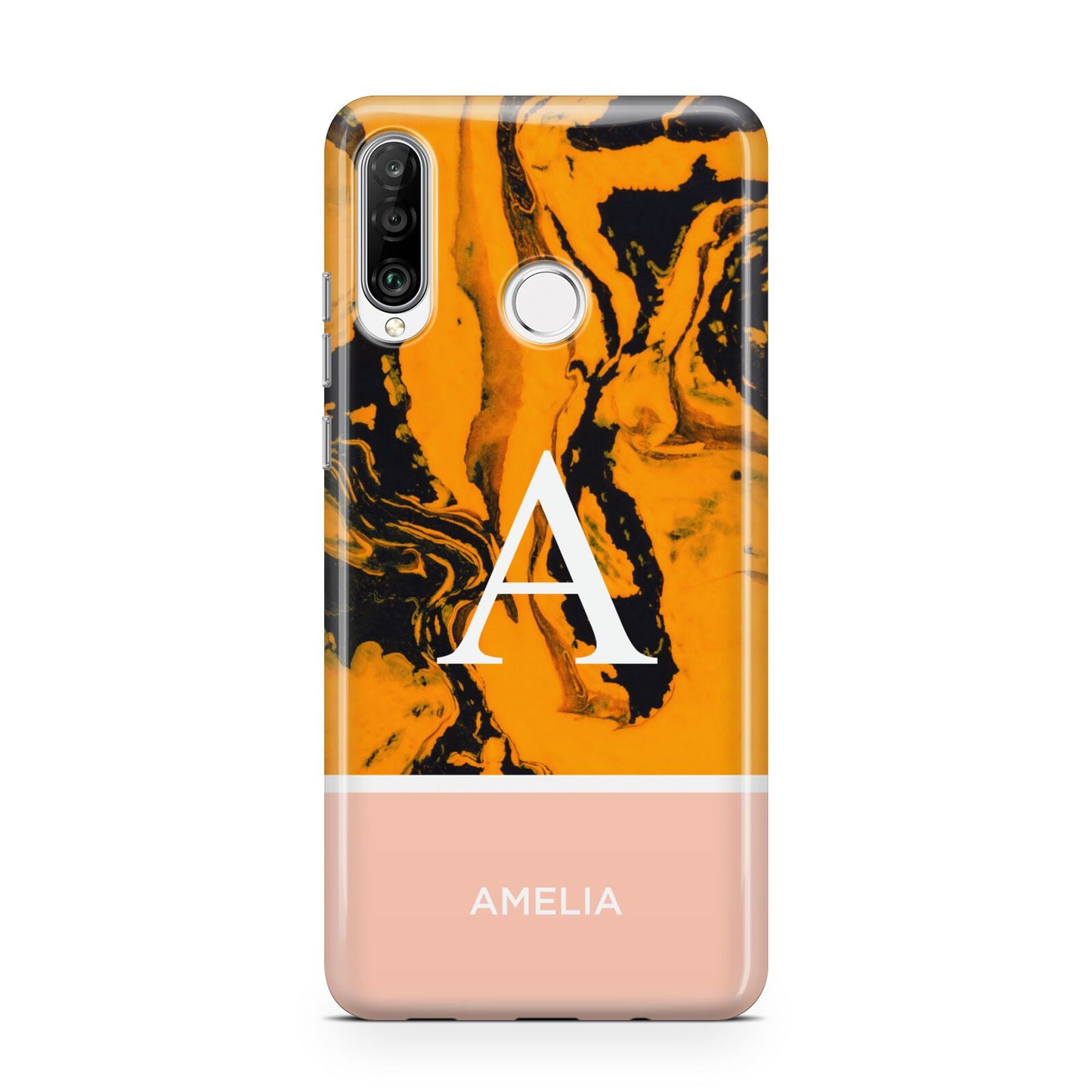 Orange Marble Personalised Huawei P30 Lite Phone Case