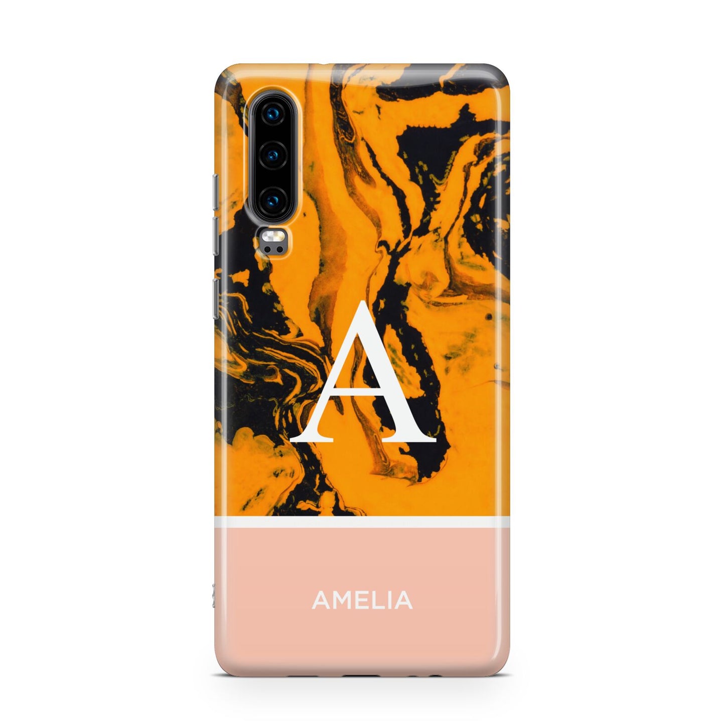 Orange Marble Personalised Huawei P30 Phone Case