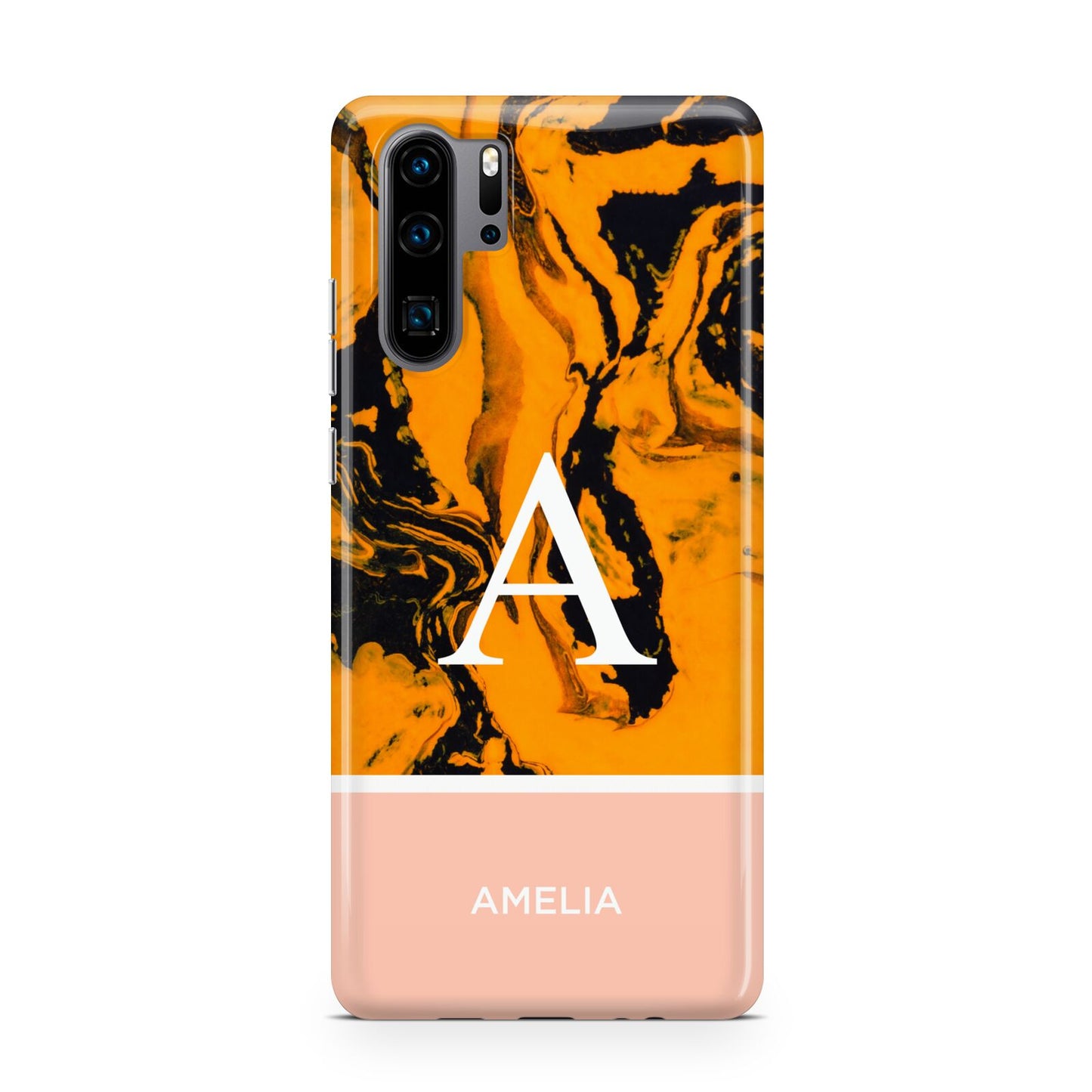 Orange Marble Personalised Huawei P30 Pro Phone Case