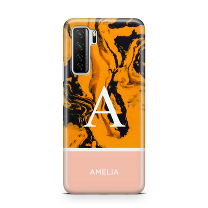 Orange Marble Personalised Huawei P40 Lite 5G Phone Case