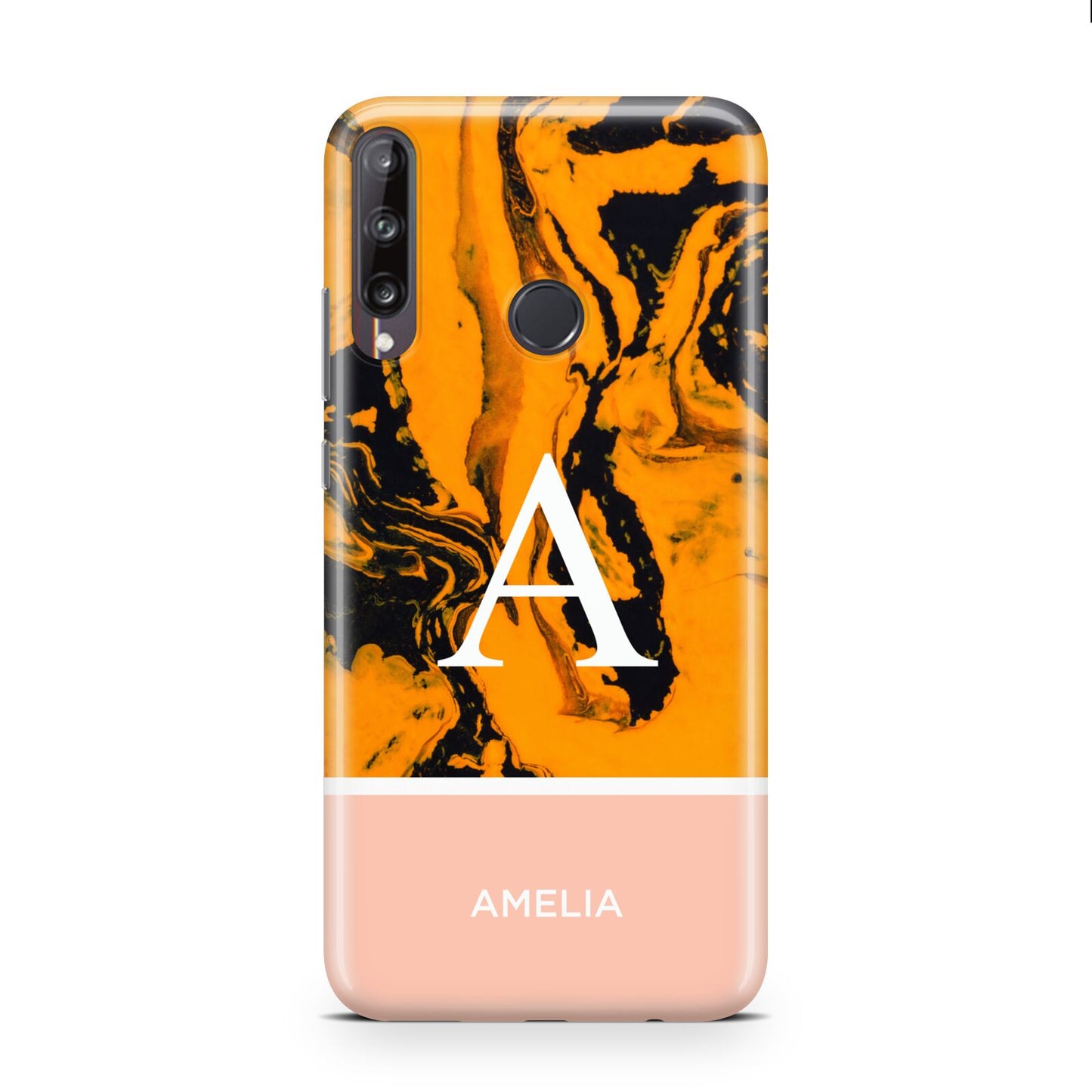 Orange Marble Personalised Huawei P40 Lite E Phone Case