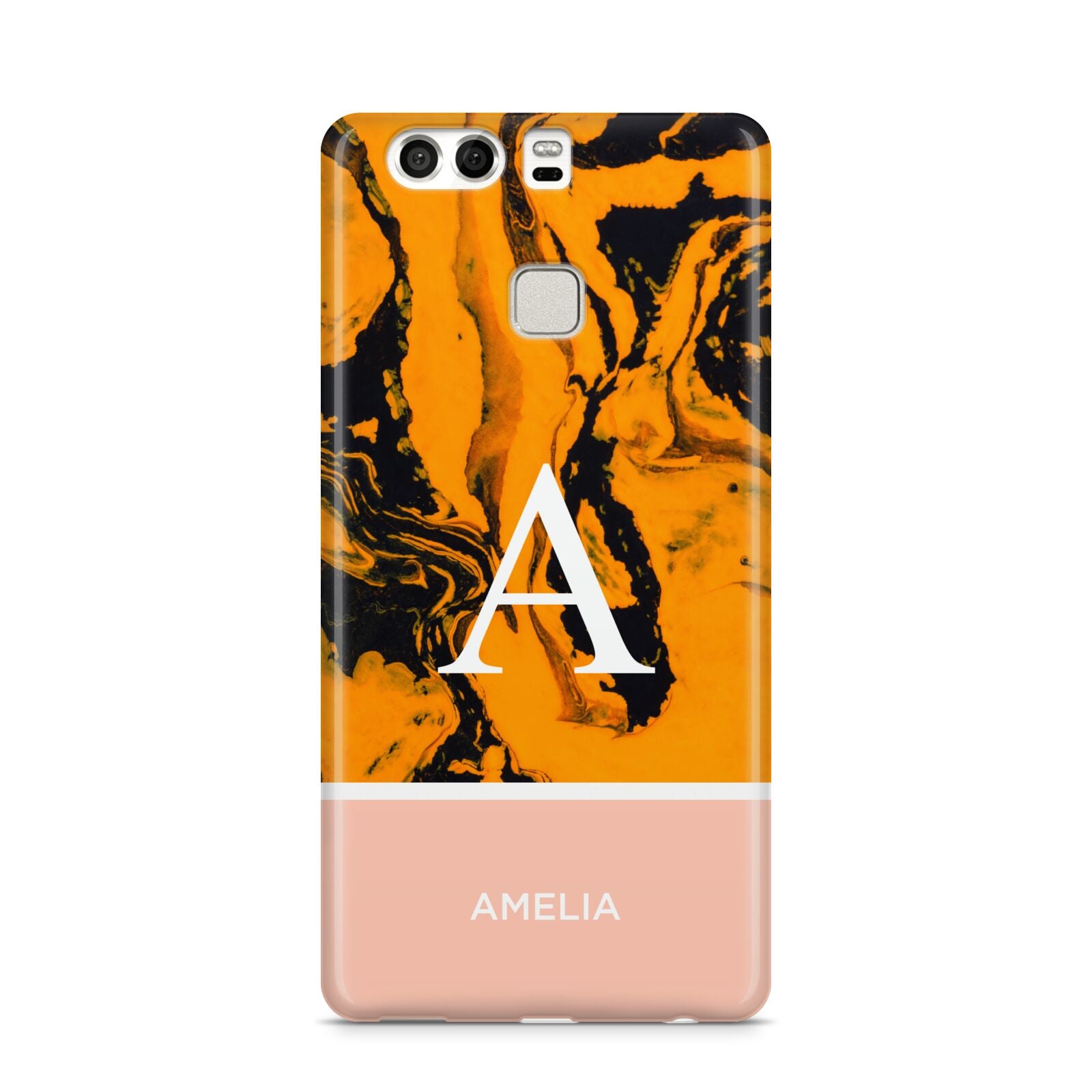 Orange Marble Personalised Huawei P9 Case