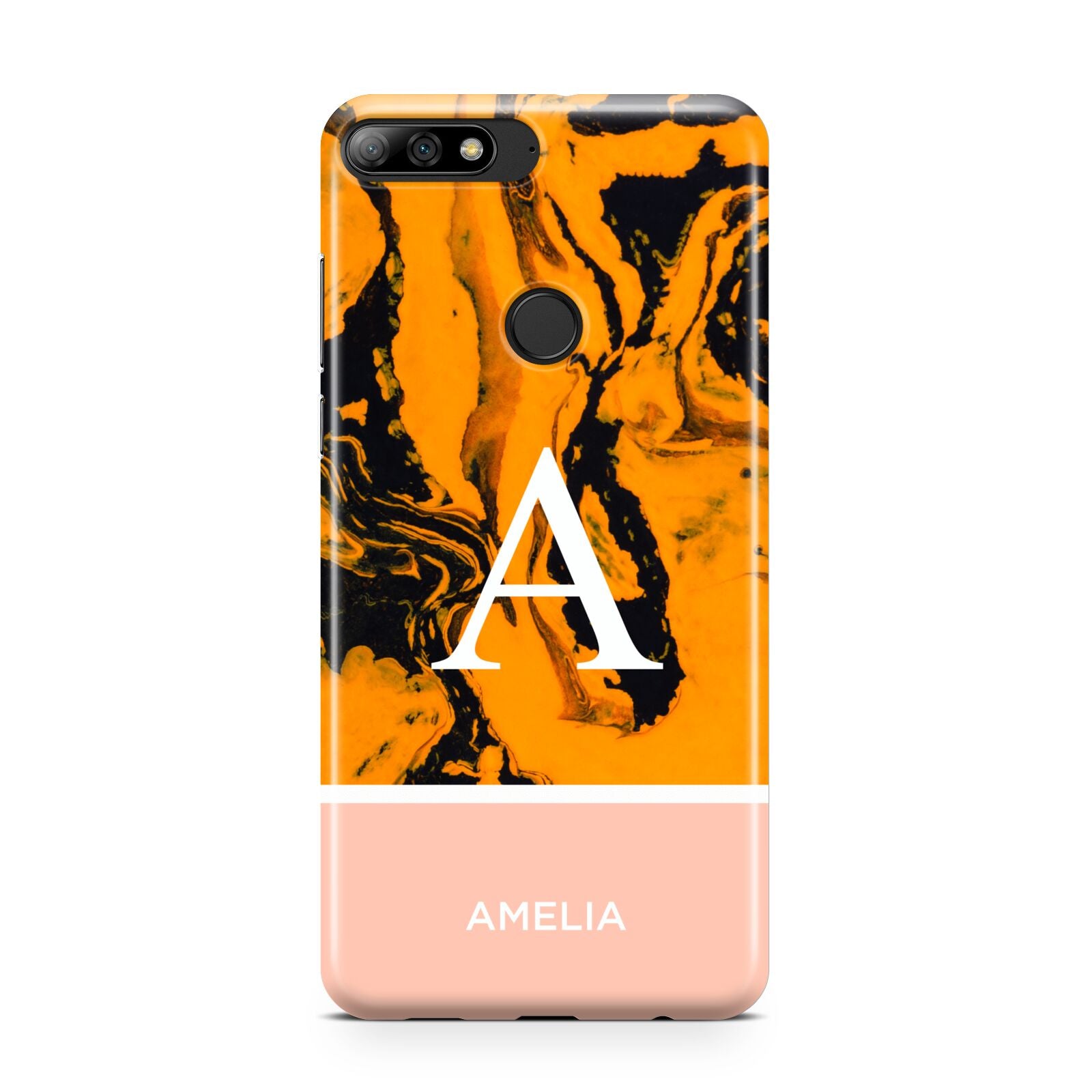 Orange Marble Personalised Huawei Y7 2018