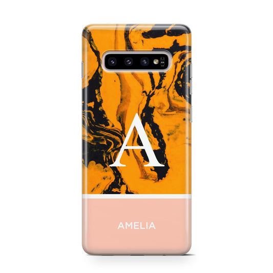 Orange Marble Personalised Protective Samsung Galaxy Case