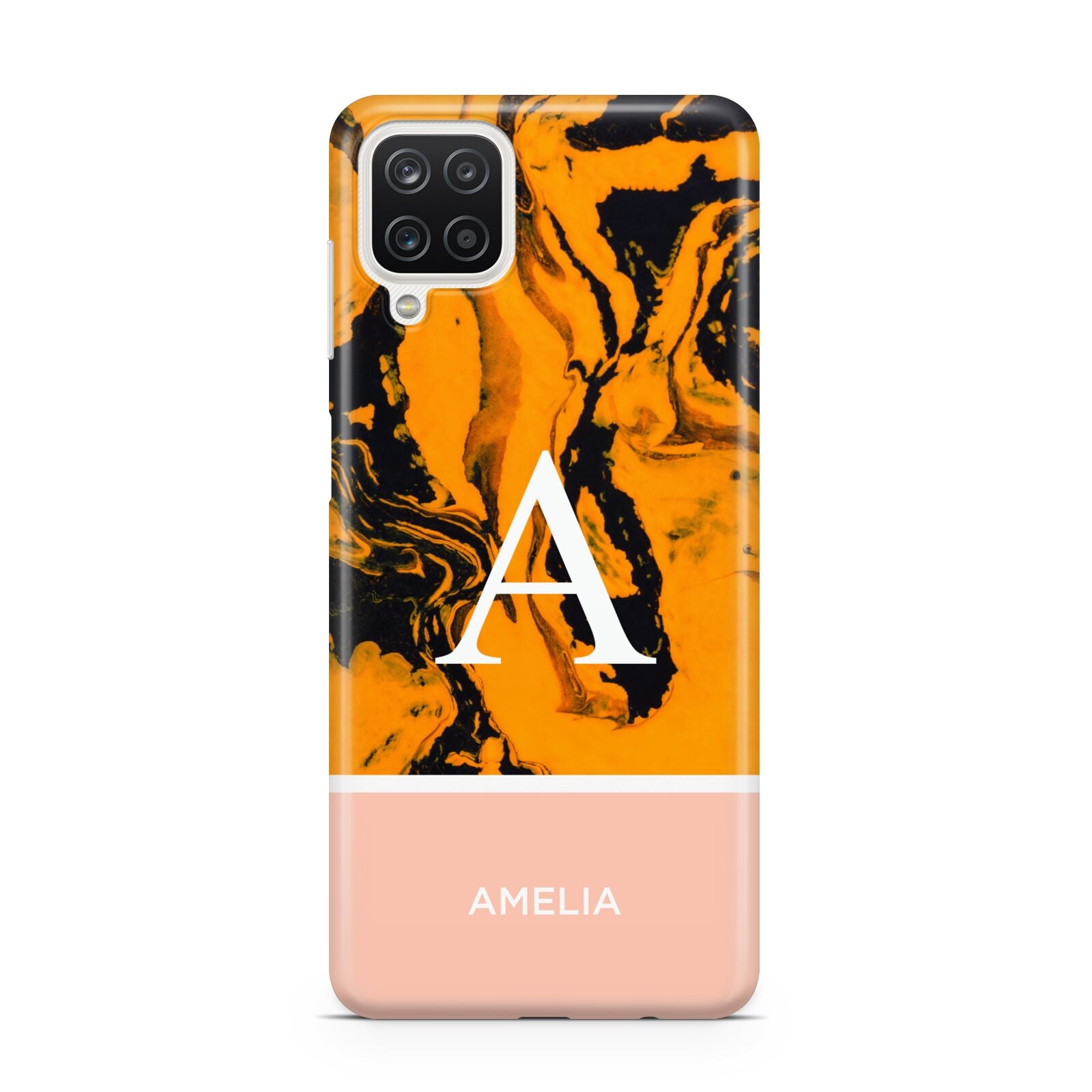 Orange Marble Personalised Samsung A12 Case