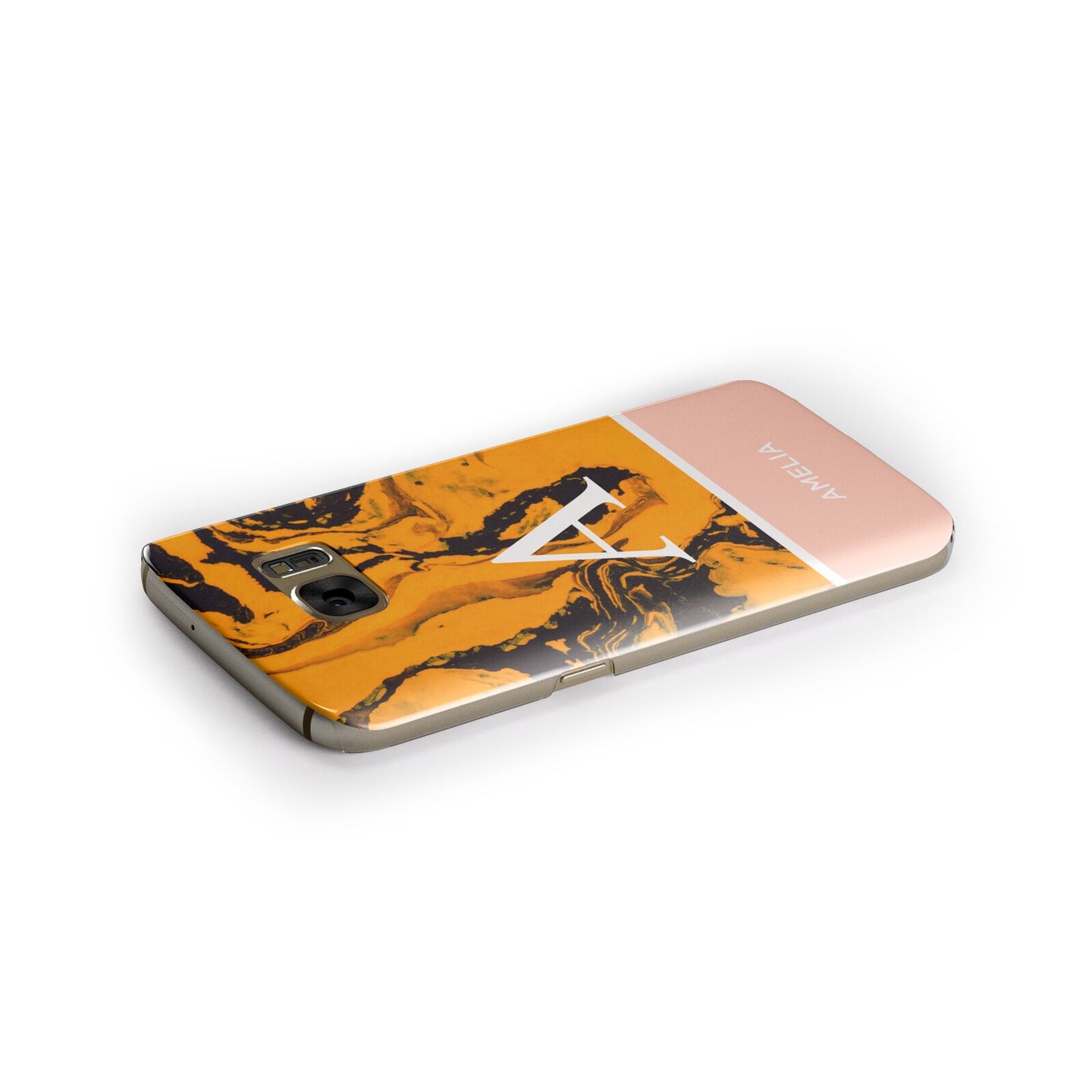 Orange Marble Personalised Samsung Galaxy Case Side Close Up