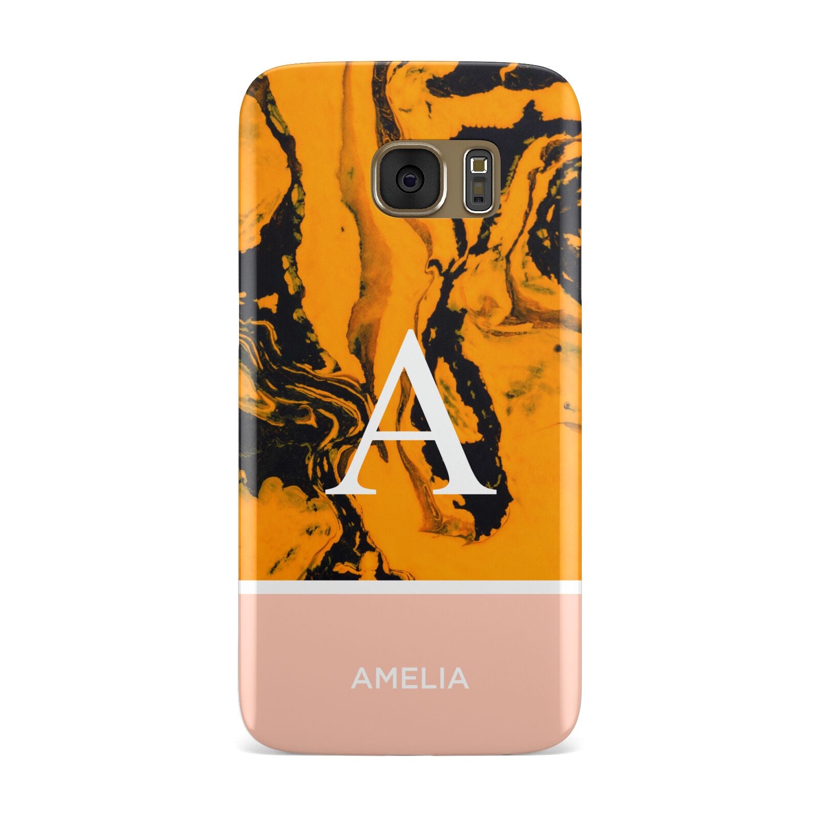 Orange Marble Personalised Samsung Galaxy Case