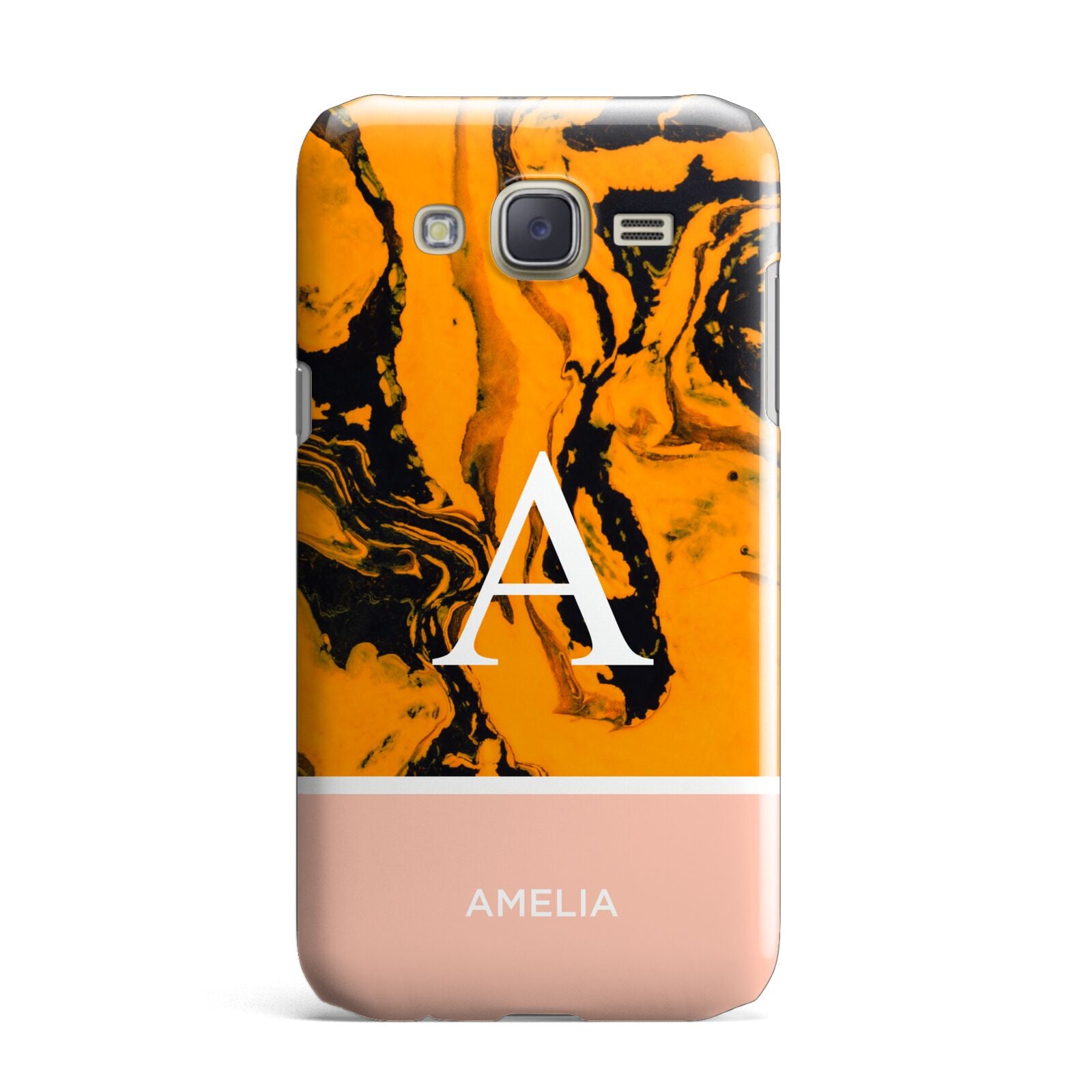 Orange Marble Personalised Samsung Galaxy J7 Case