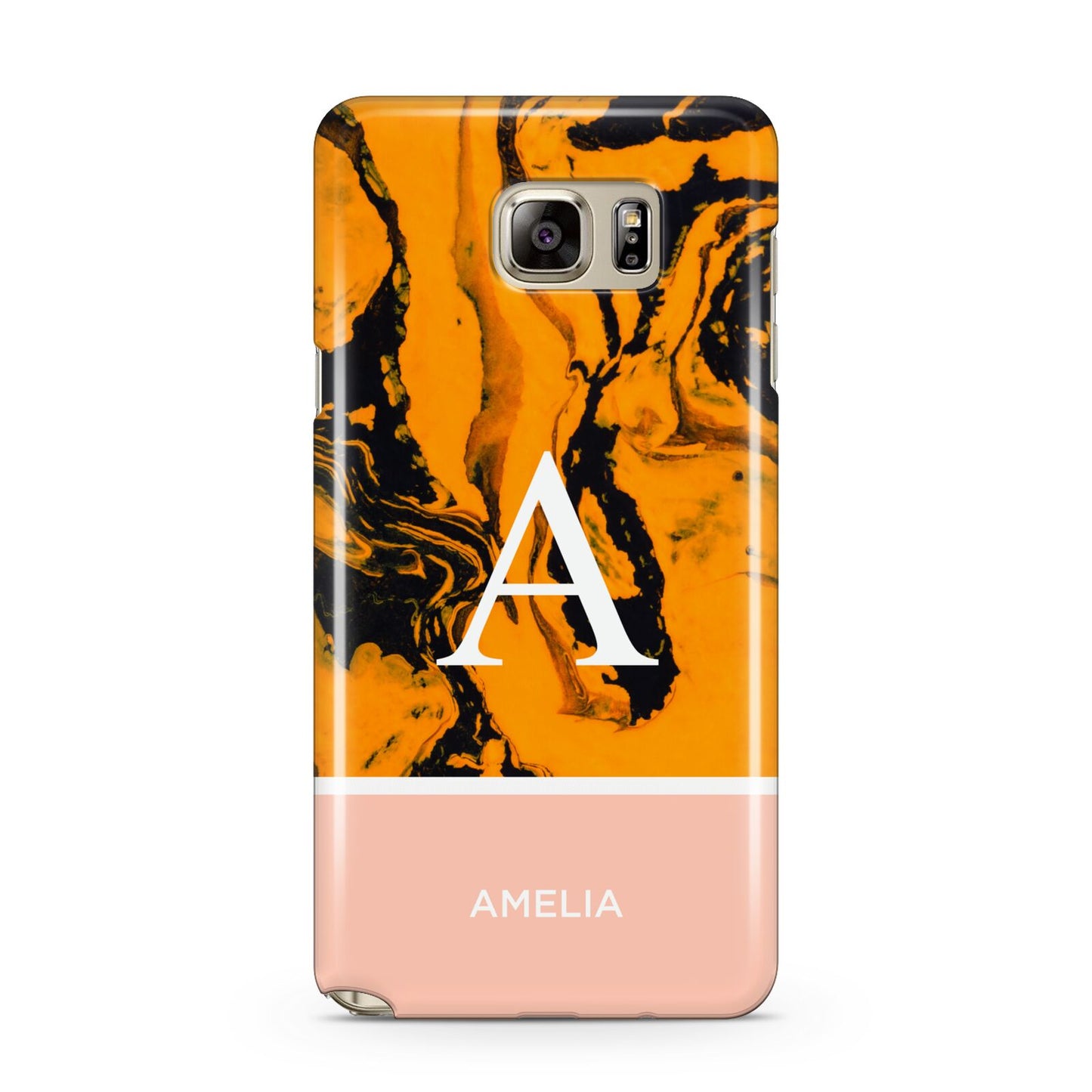 Orange Marble Personalised Samsung Galaxy Note 5 Case