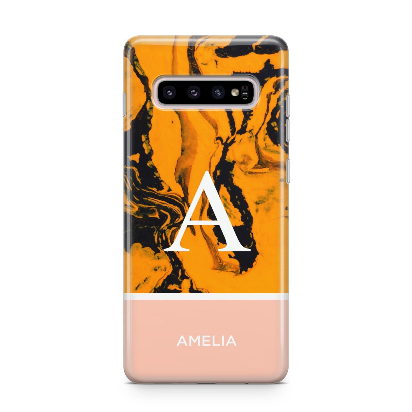 Orange Marble Personalised Samsung Galaxy S10 Plus Case