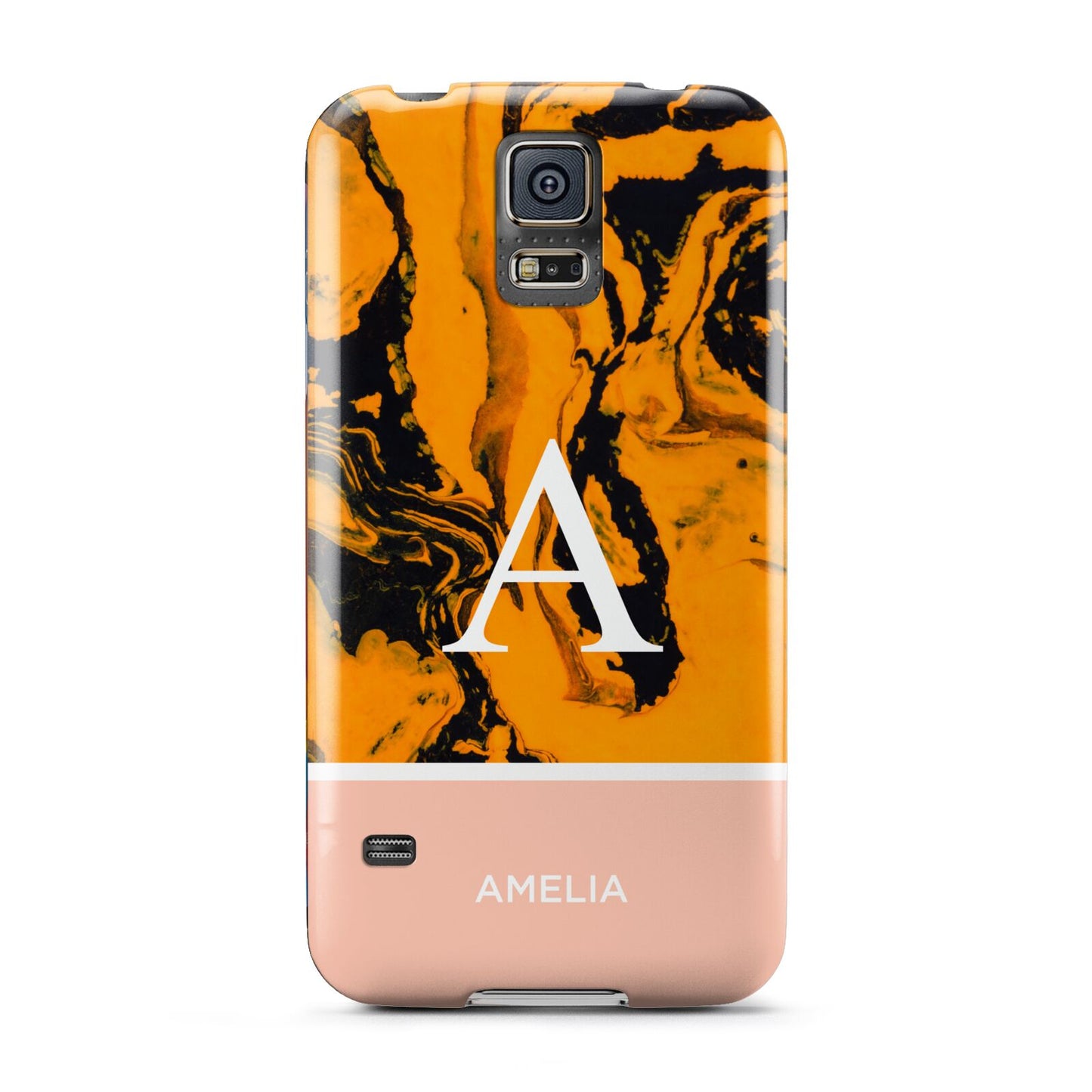 Orange Marble Personalised Samsung Galaxy S5 Case