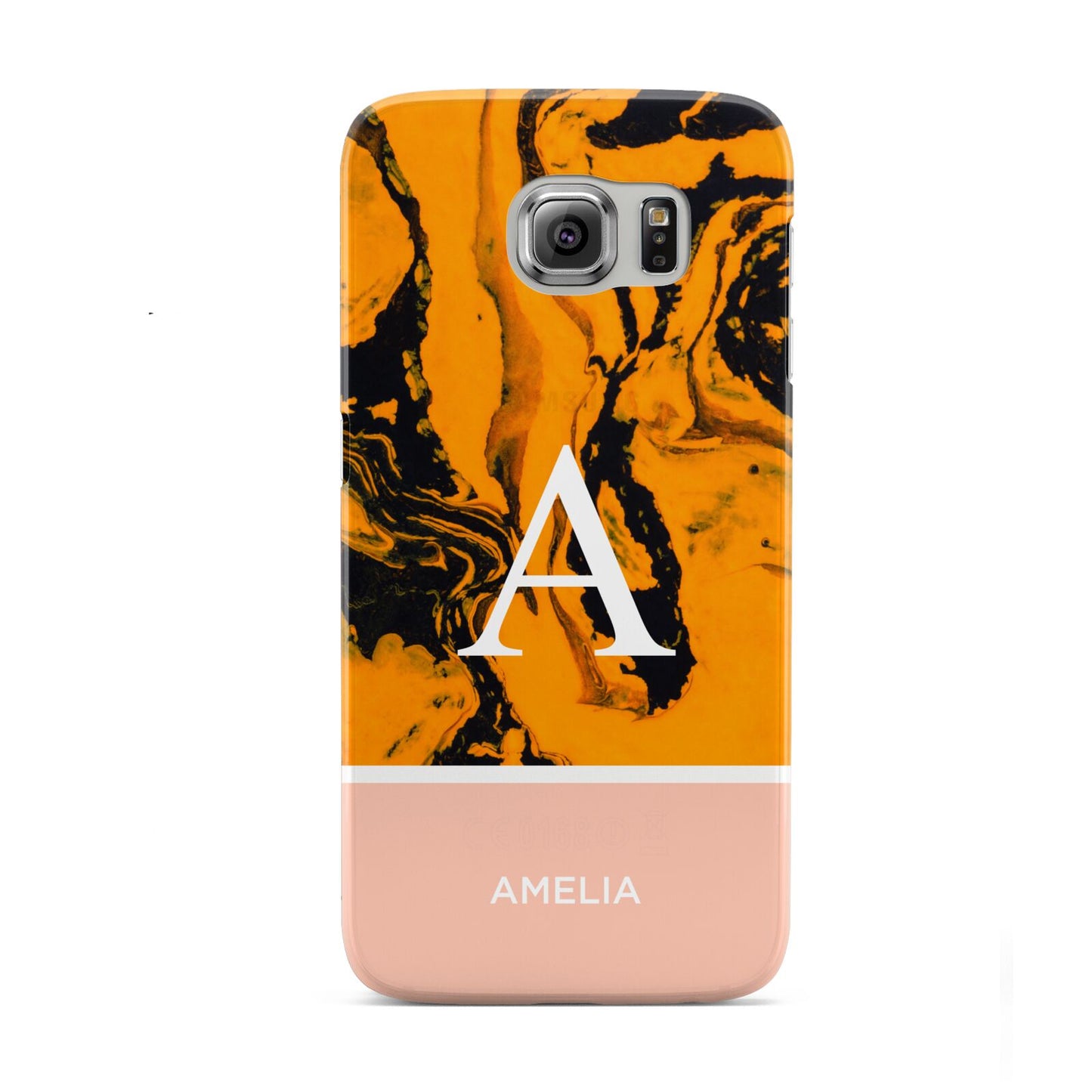 Orange Marble Personalised Samsung Galaxy S6 Case