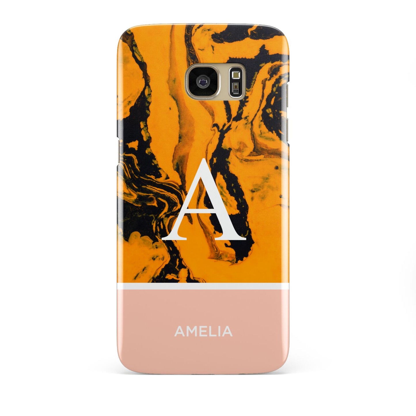 Orange Marble Personalised Samsung Galaxy S7 Edge Case