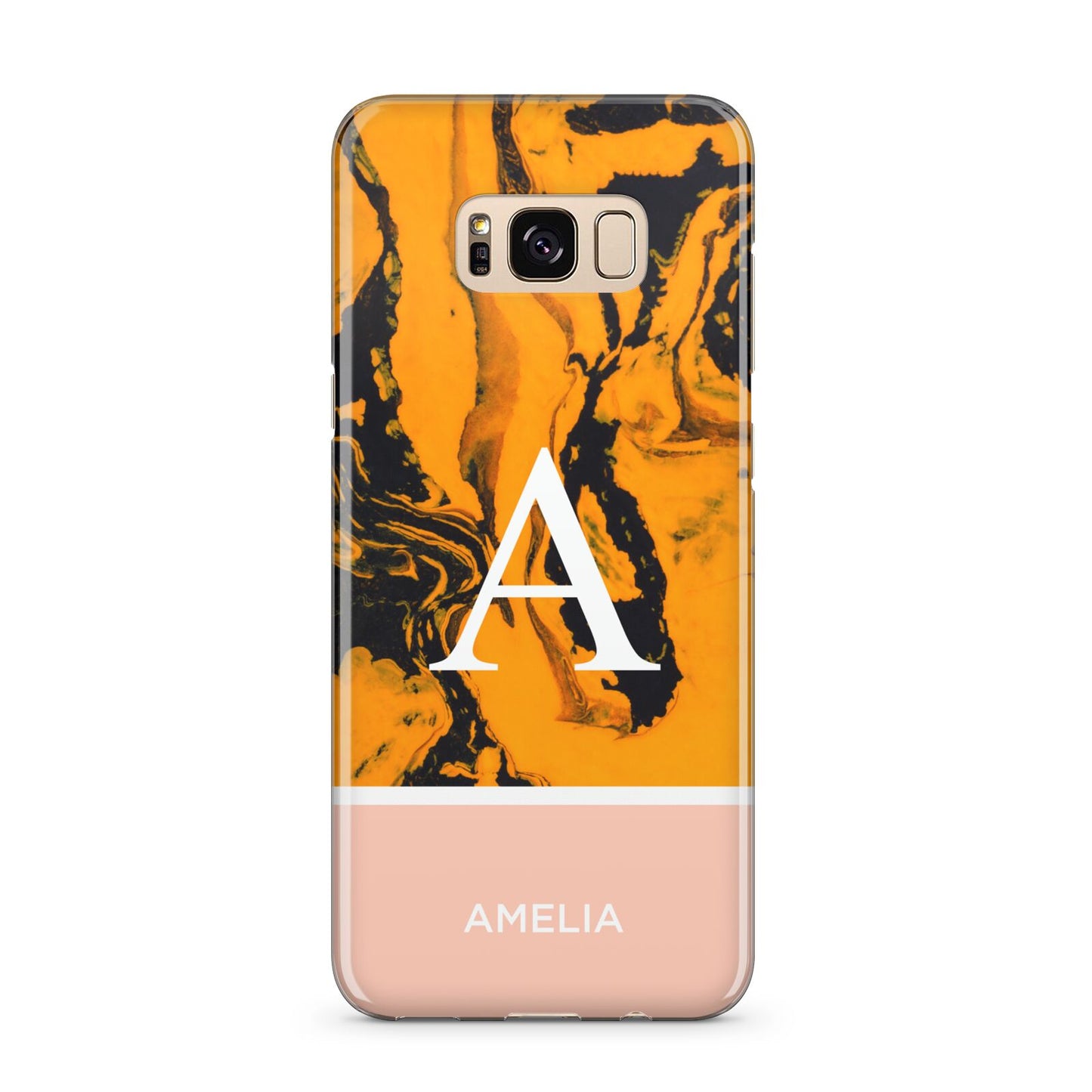 Orange Marble Personalised Samsung Galaxy S8 Plus Case