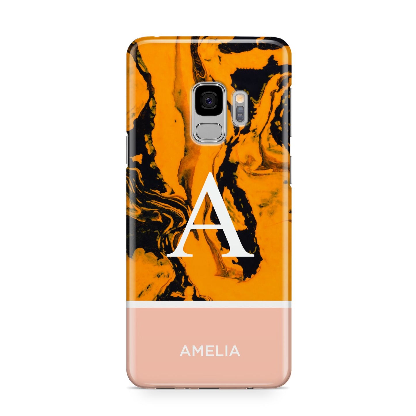 Orange Marble Personalised Samsung Galaxy S9 Case