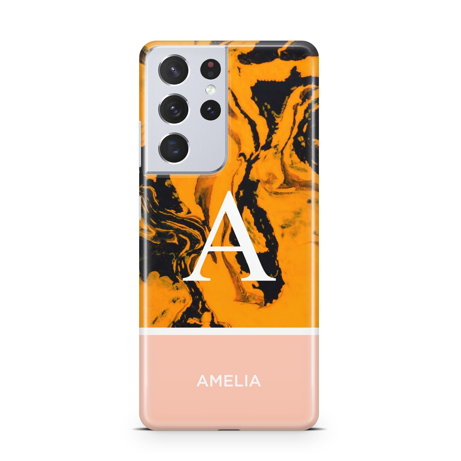 Orange Marble Personalised Samsung S21 Ultra Case