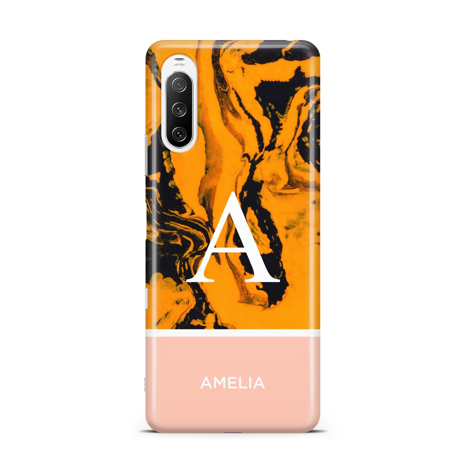 Orange Marble Personalised Sony Xperia 10 III Case