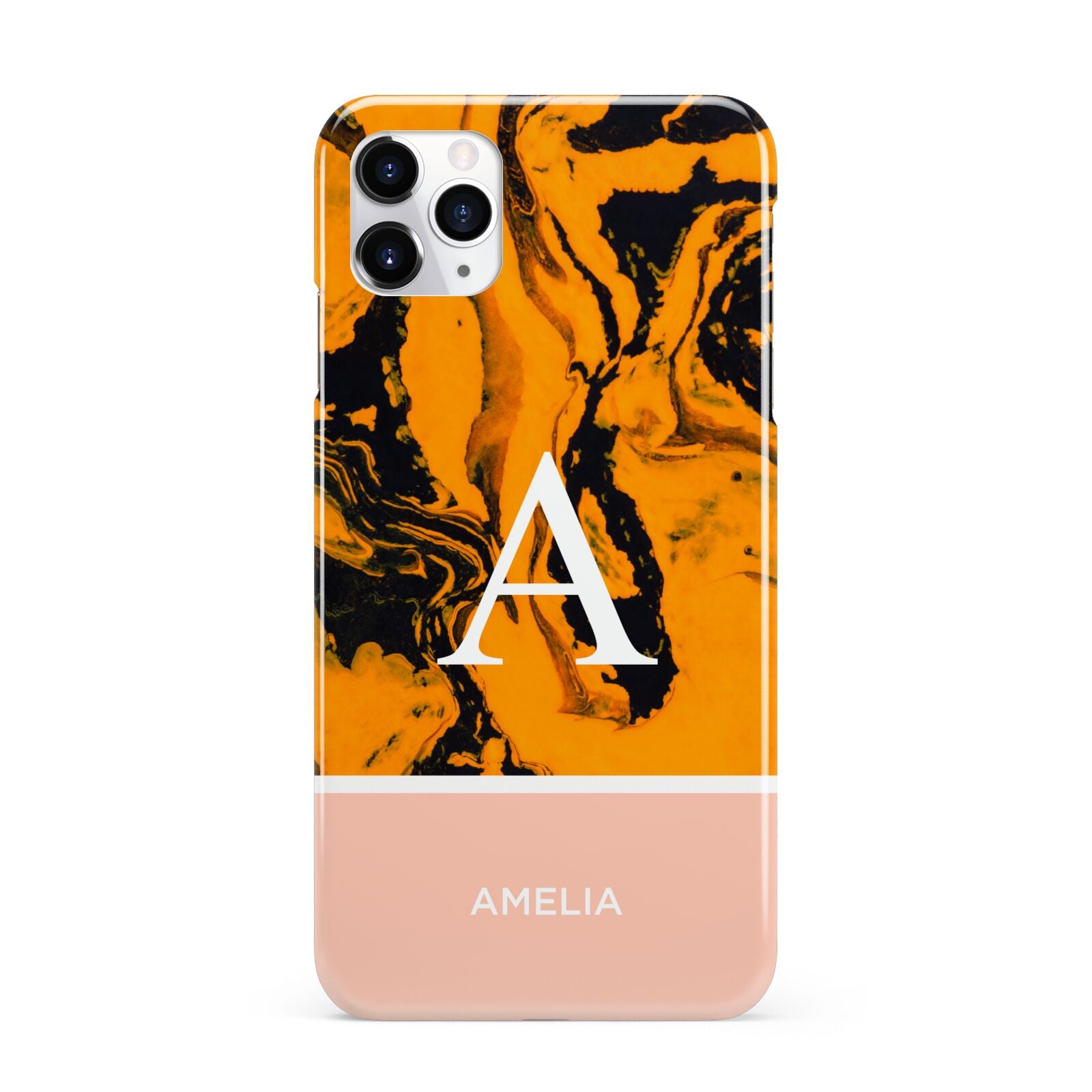 Orange Marble Personalised iPhone 11 Pro Max 3D Snap Case