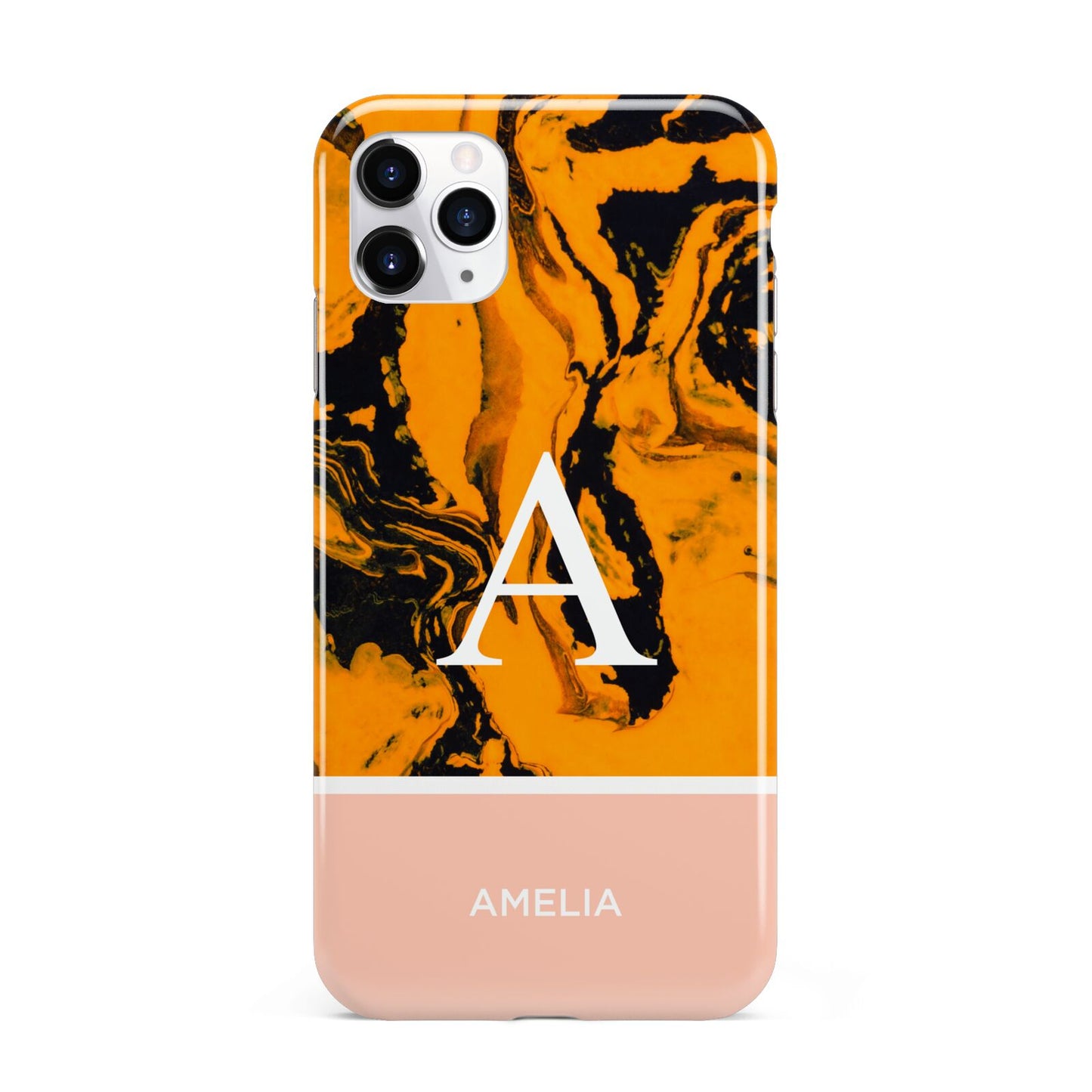 Orange Marble Personalised iPhone 11 Pro Max 3D Tough Case
