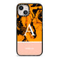 Orange Marble Personalised iPhone 13 Black Impact Case on Silver phone