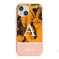 Orange Marble Personalised iPhone 13 Mini TPU Impact Case with Pink Edges