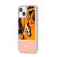 Orange Marble Personalised iPhone 14 Clear Tough Case Starlight Angled Image