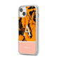 Orange Marble Personalised iPhone 14 Plus Clear Tough Case Starlight Angled Image