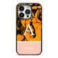 Orange Marble Personalised iPhone 14 Pro Black Impact Case on Silver phone