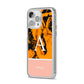 Orange Marble Personalised iPhone 14 Pro Max Clear Tough Case Silver Angled Image