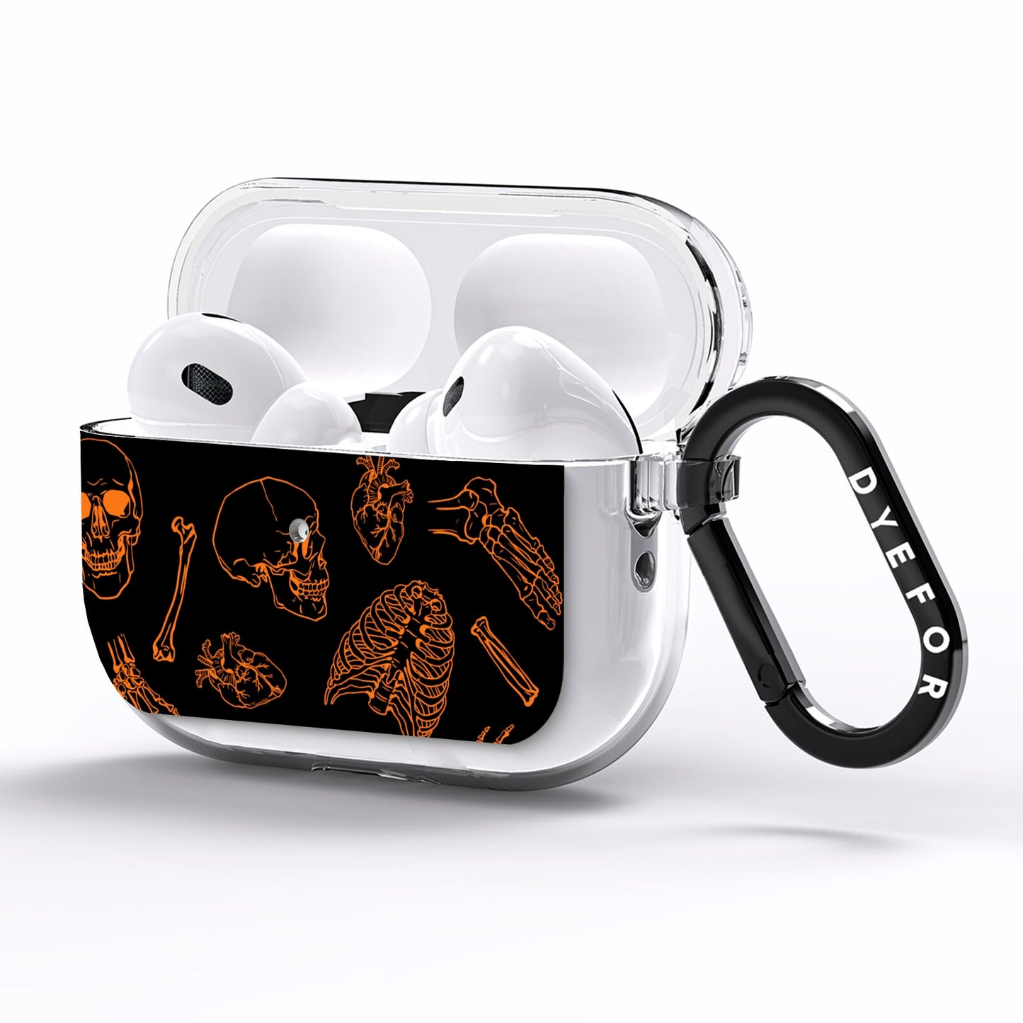 Orange Skeleton Illustrations AirPods Pro Clear Case Side Image